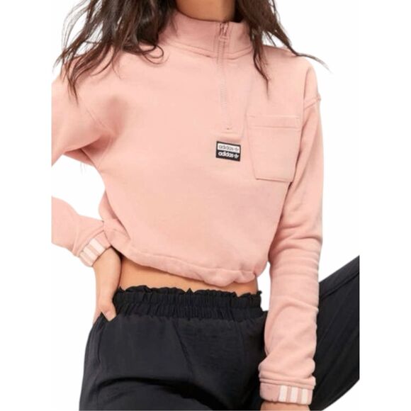 Adidas Tops - ADIDAS ORIGINALS Women’s Vocal Crop Half-Zip Sweatshirt Pink XS Trefoil Pullover